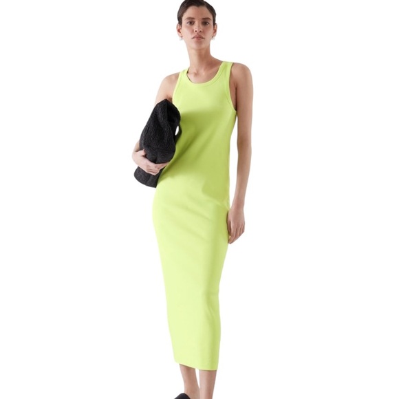 COS Yellow Green Ribbed Organic Cotton Tank Maxi Dress - S - Picture 2 of 15